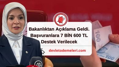 Bakanlıktan Açıklama Geldi. Başvuranlara 7 BİN 600 TL Destek Verilecek